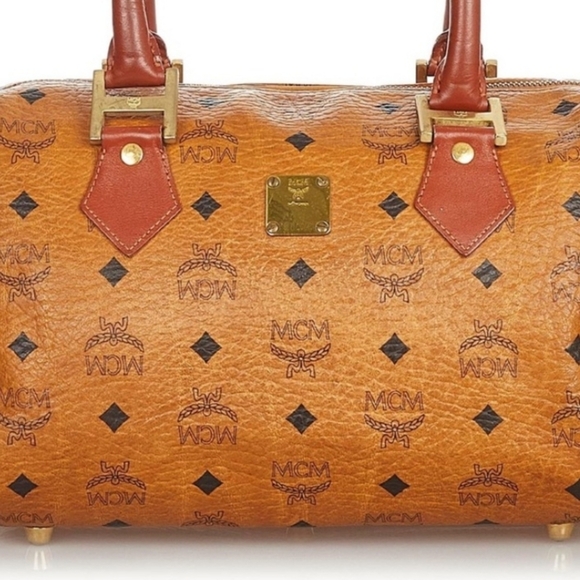 MCM Cognac Visetos Boston Bag EUC - Picture 4 of 11